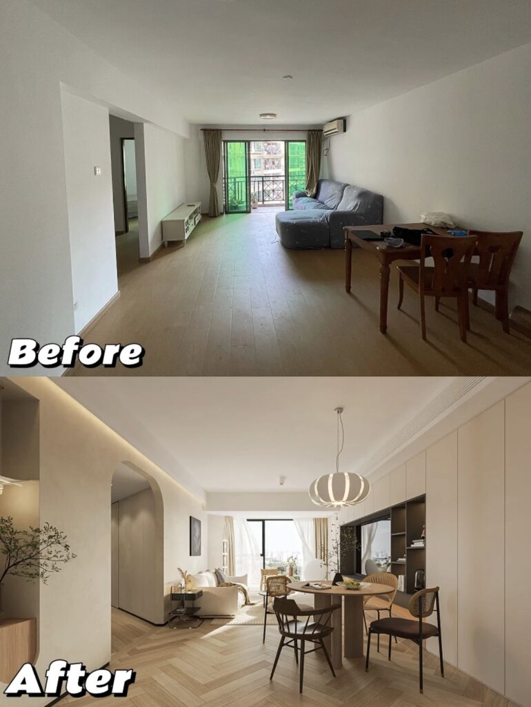 before-and-afer organizing room designed by Yushi