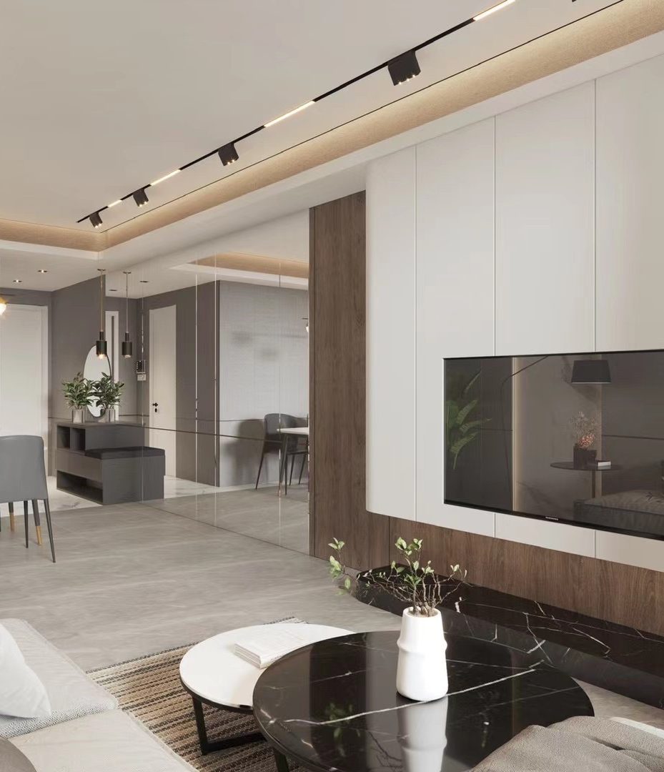 minimalistic modern living room designed by Yushi