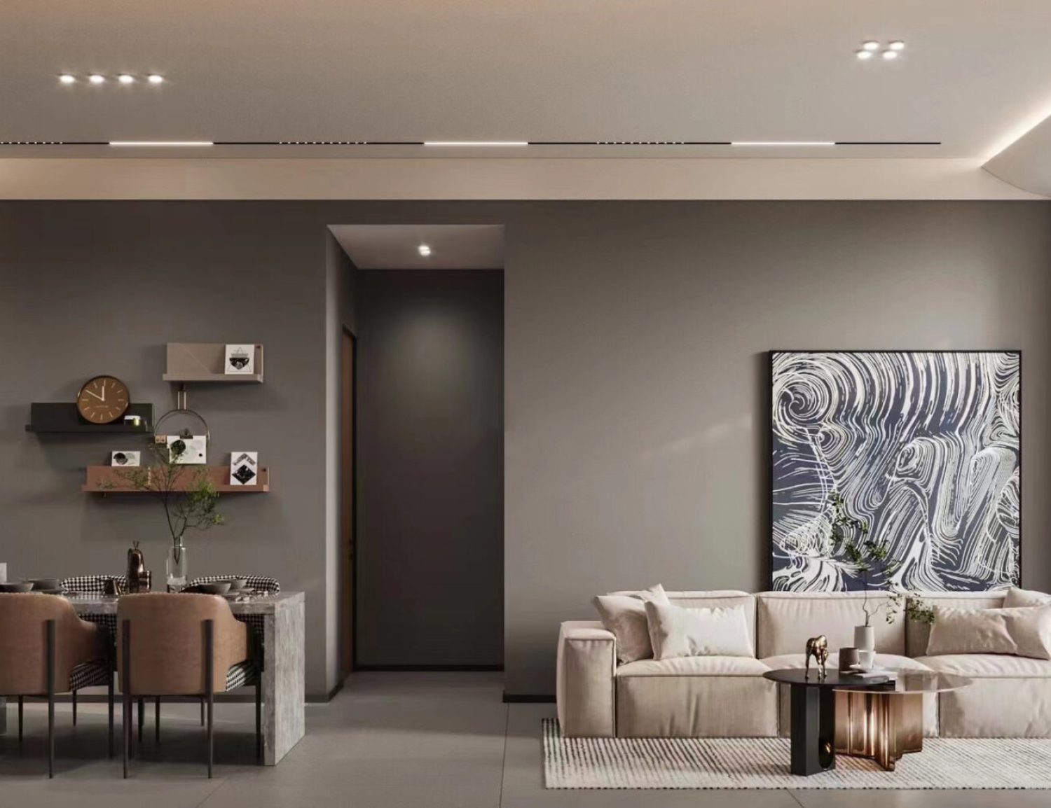 modern living room/dining room designed by Yushi