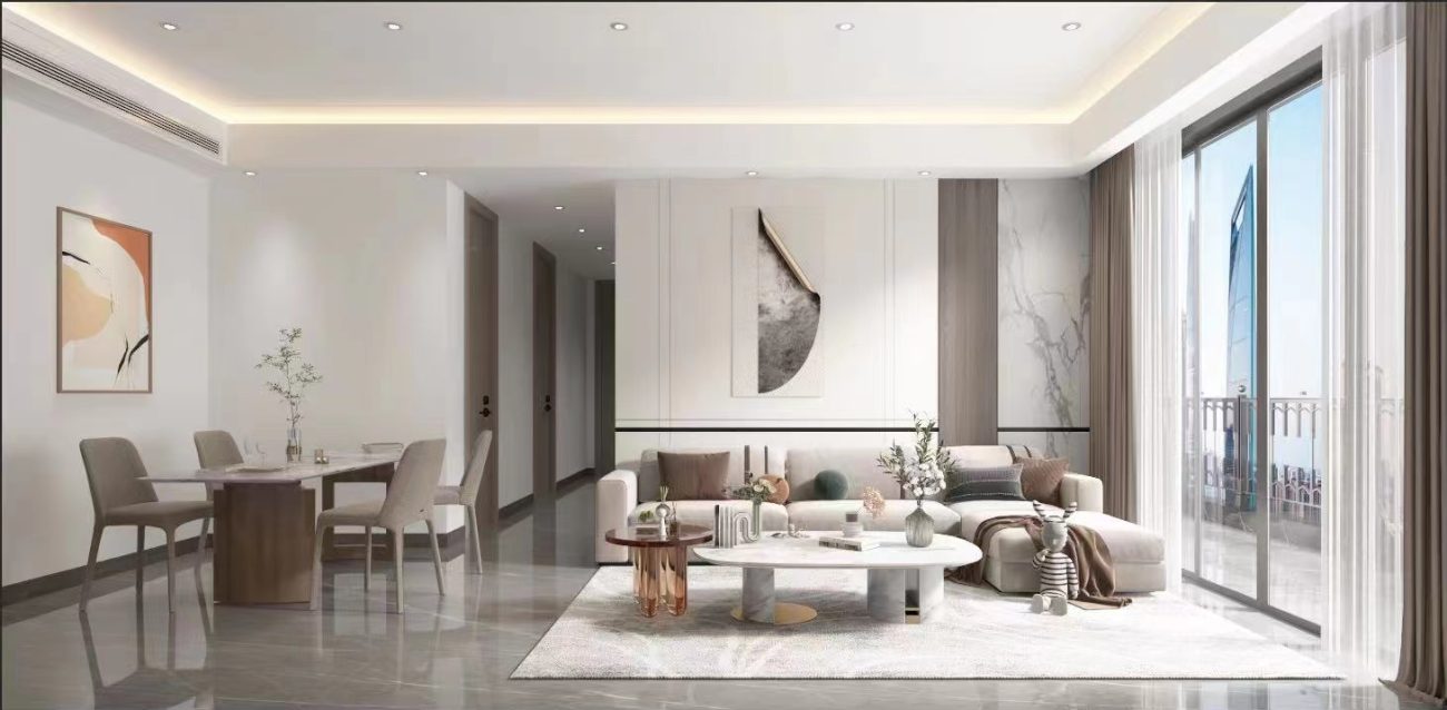 contemporary/minimalistic living-dining room designed by Yushi