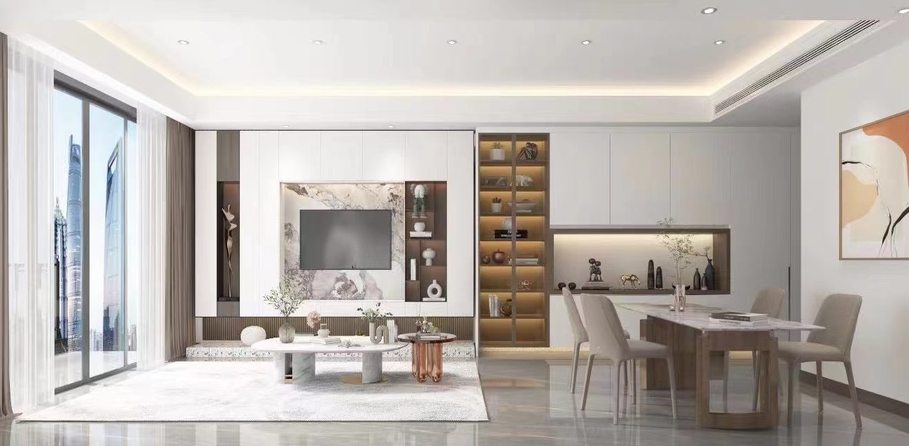 contemporary/minimalistic living-dining room designed by Yushi