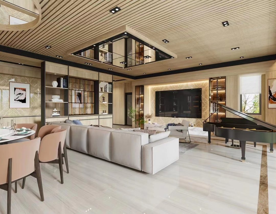 American country living room designed by Yushi